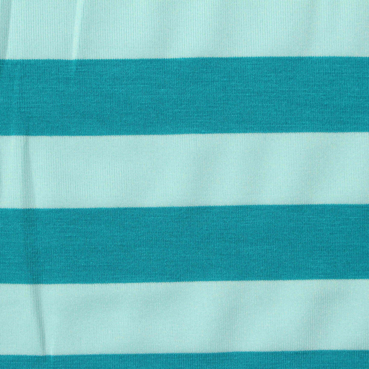 Teal Horizontal-Stripe Jersey Knit, Viscose-Poly