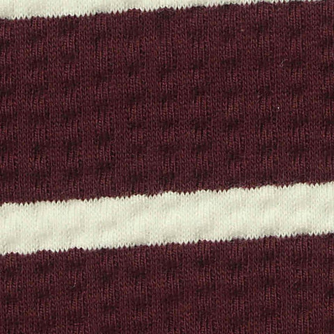 Maroon Horizontal-Stripe Jersey Knit, Cotton