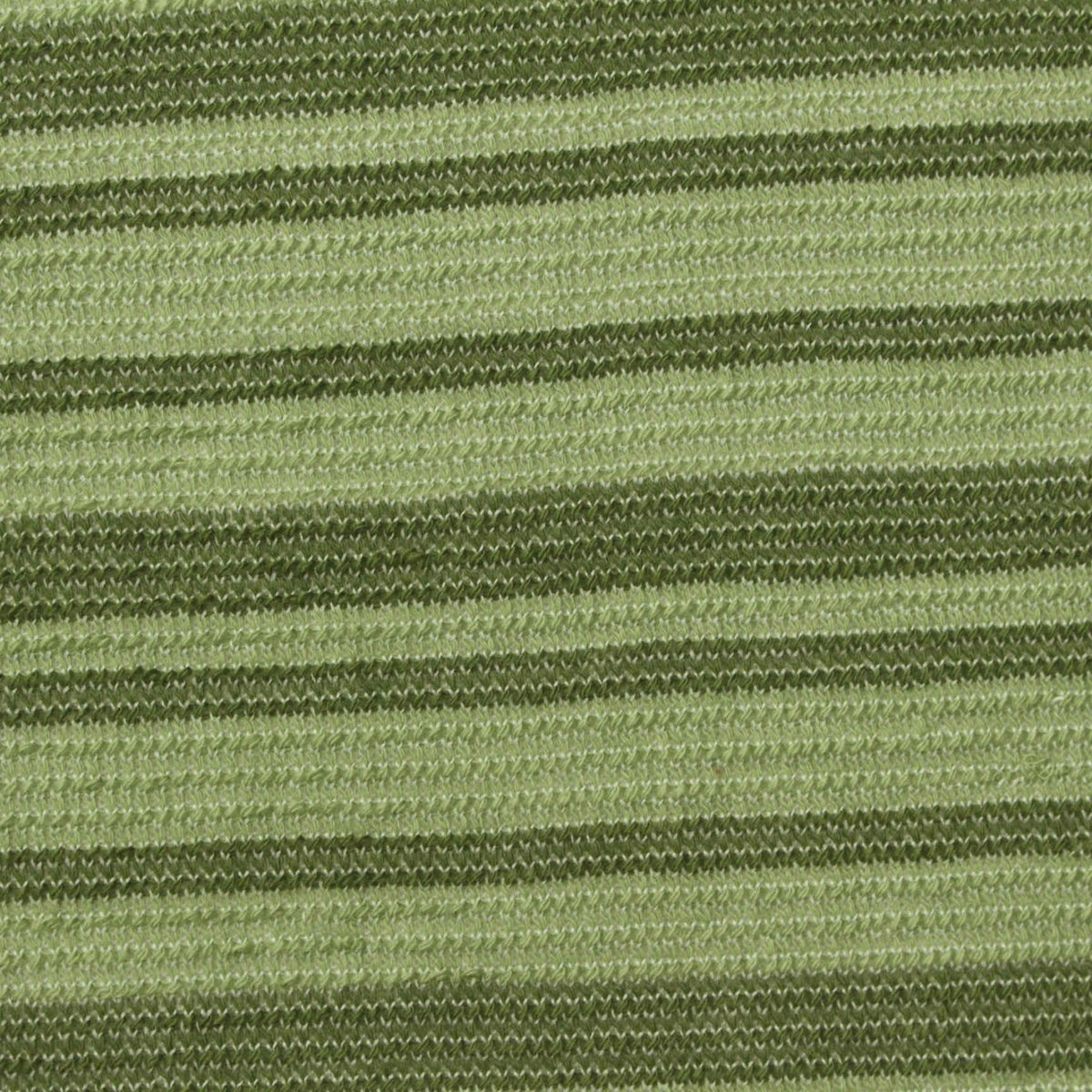 Dark Green Horizontal-Stripe Rib Knit, Cotton-Poly