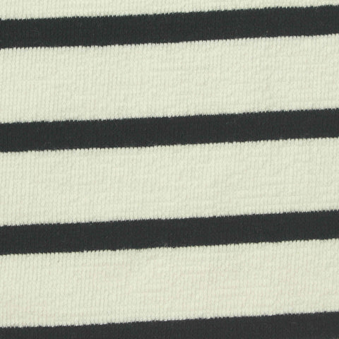 Black Horizontal-Stripe Jersey Knit, Cotton-Poly, 220 gsm