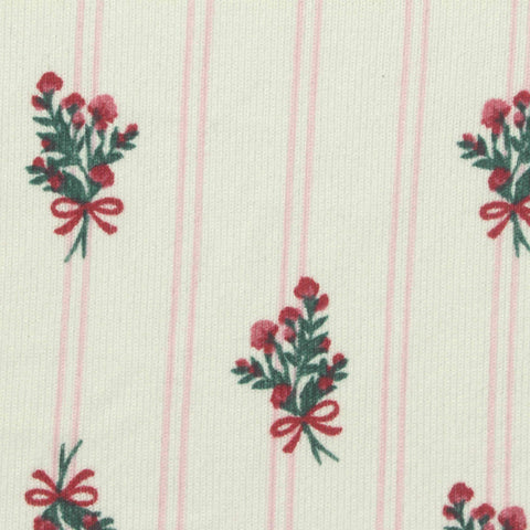 Red Floral Chunky Knit, Polyester, 195 gsm