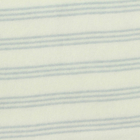 Pale Blue Horizontal-Stripe French Terry, Cotton-Poly