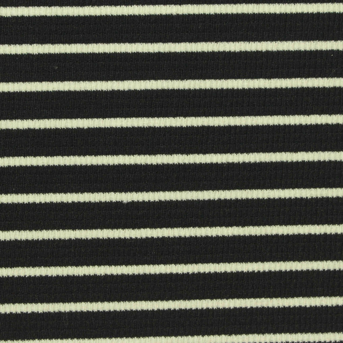 Black Horizontal-Stripe Interlock Knit, Polyester, 220 gsm, 145 cm