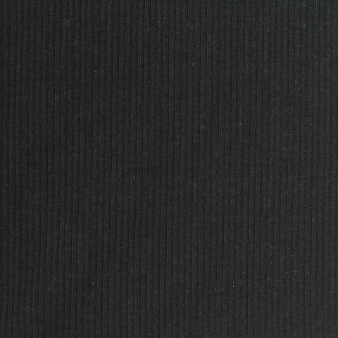 Cotton Viscose Stretch Rib Knit Fabric, 250 gsm, 150 cm — Black