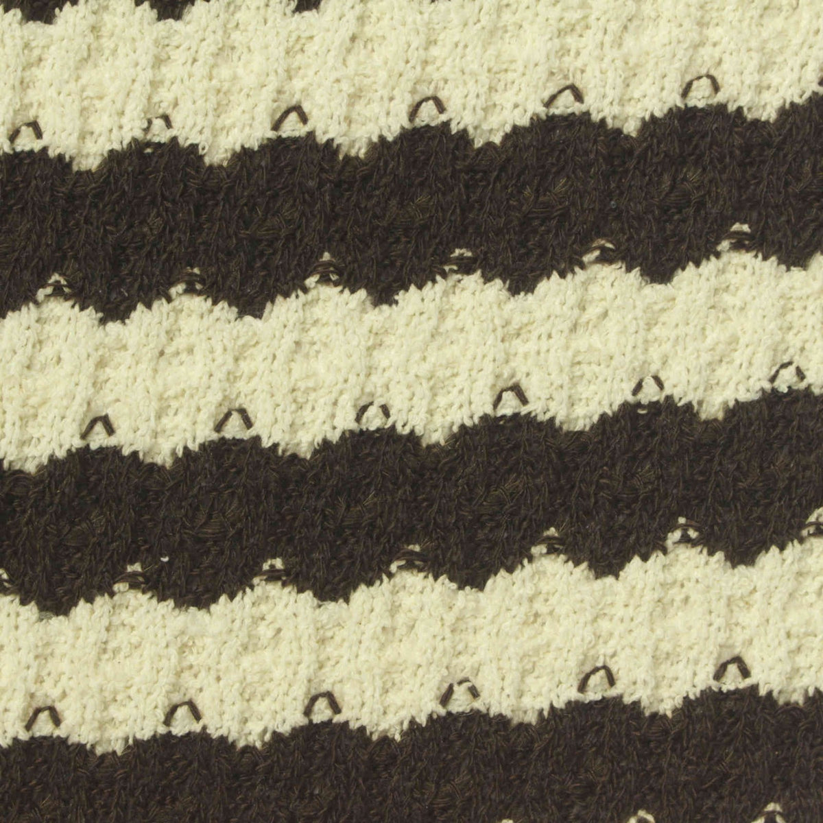 Cream Horizontal-Stripe Rib Knit, Poly-Cotton, 300 gsm