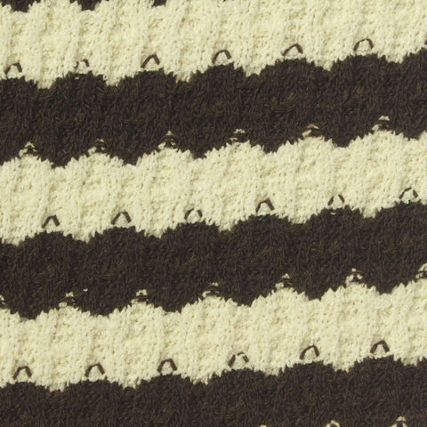 Cream Horizontal-Stripe Rib Knit, Poly-Cotton, 300 gsm