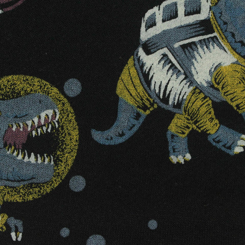 Blue-Grey Dinosaurs French Terry, Cotton-Poly