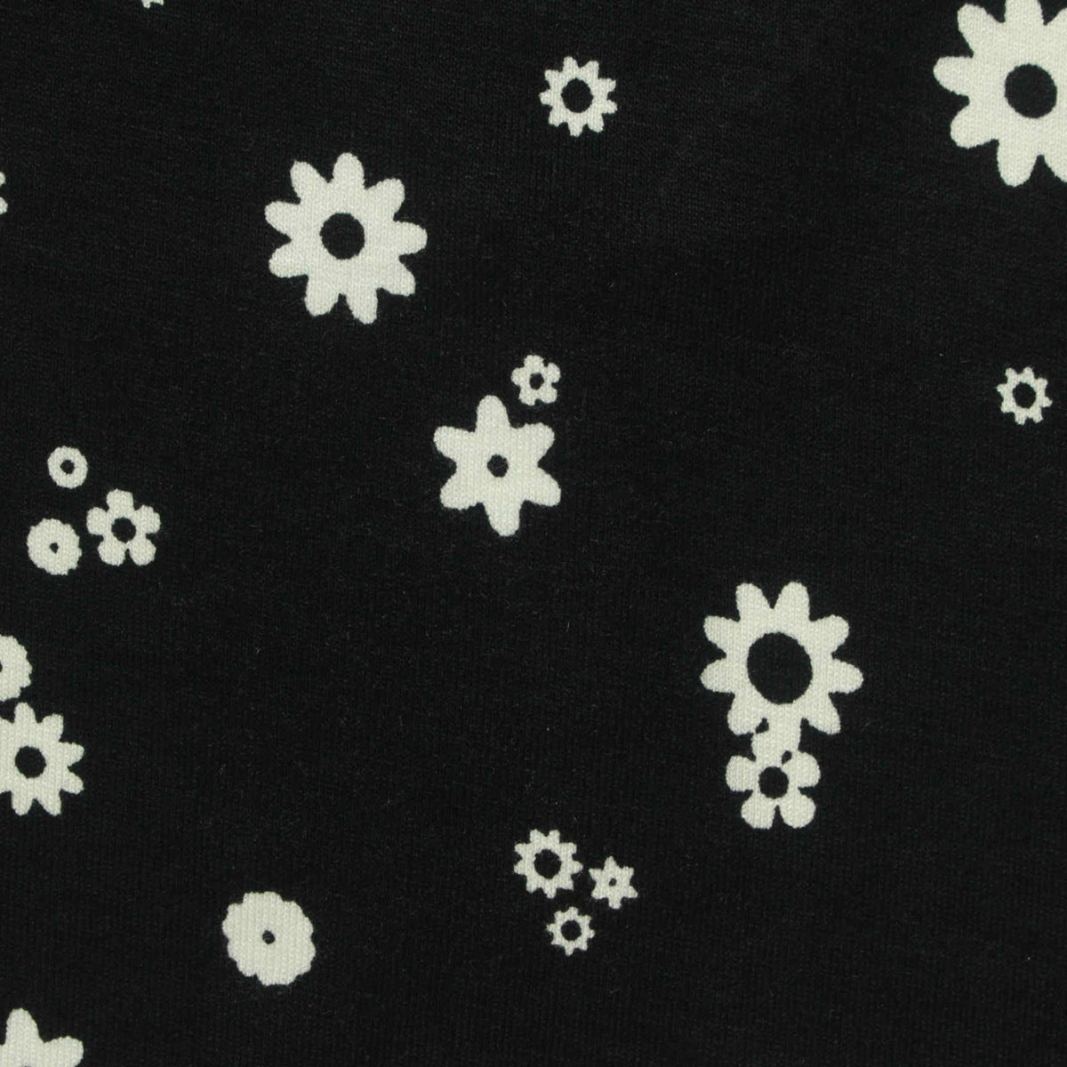 White Flowers Jersey Knit, Viscose, 200 gsm