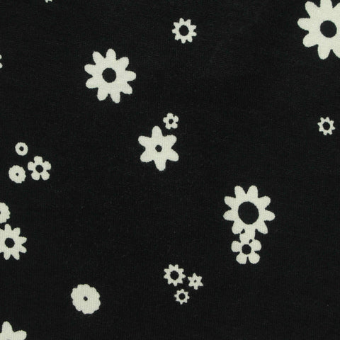 White Flowers Jersey Knit, Viscose, 200 gsm