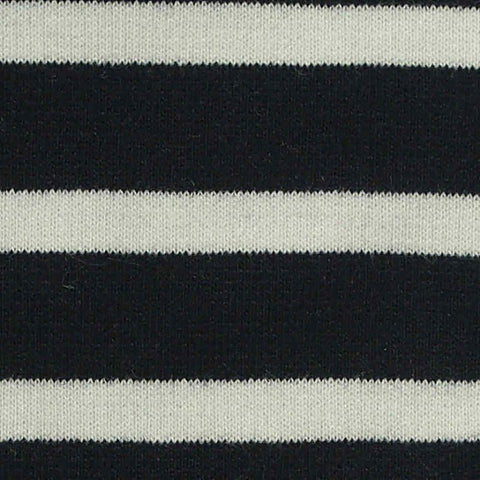 Black Horizontal-Stripe Ponte Knit, Poly-Cotton, 295 gsm