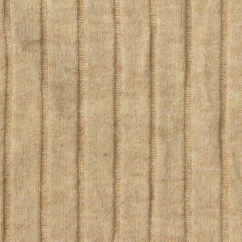 Yarn-Dyed Brushed Polyester Viscose Stretch Rib Knit Fabric, 240 gsm, 160 cm — Beige