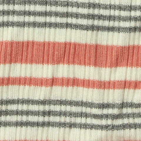 Off-White Horizontal-Stripe Rib Knit, Viscose, 220 gsm, 125 cm