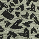 Black Hearts Ponte Knit, Poly-Viscose — texture