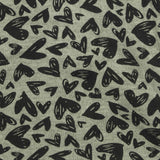 Black Hearts Ponte Knit, Poly-Viscose
