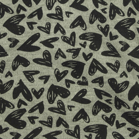 Black Hearts Ponte Knit, Poly-Viscose, 270 gsm, 160 cm, ref EF-273743