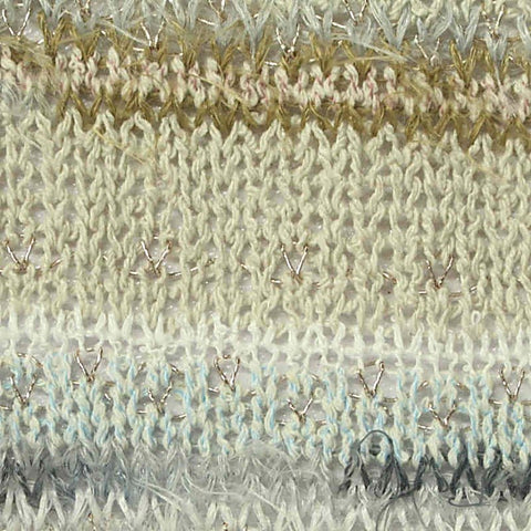 Cream Horizontal-Stripe Chunky Knit, Poly-Cotton, 233 gsm