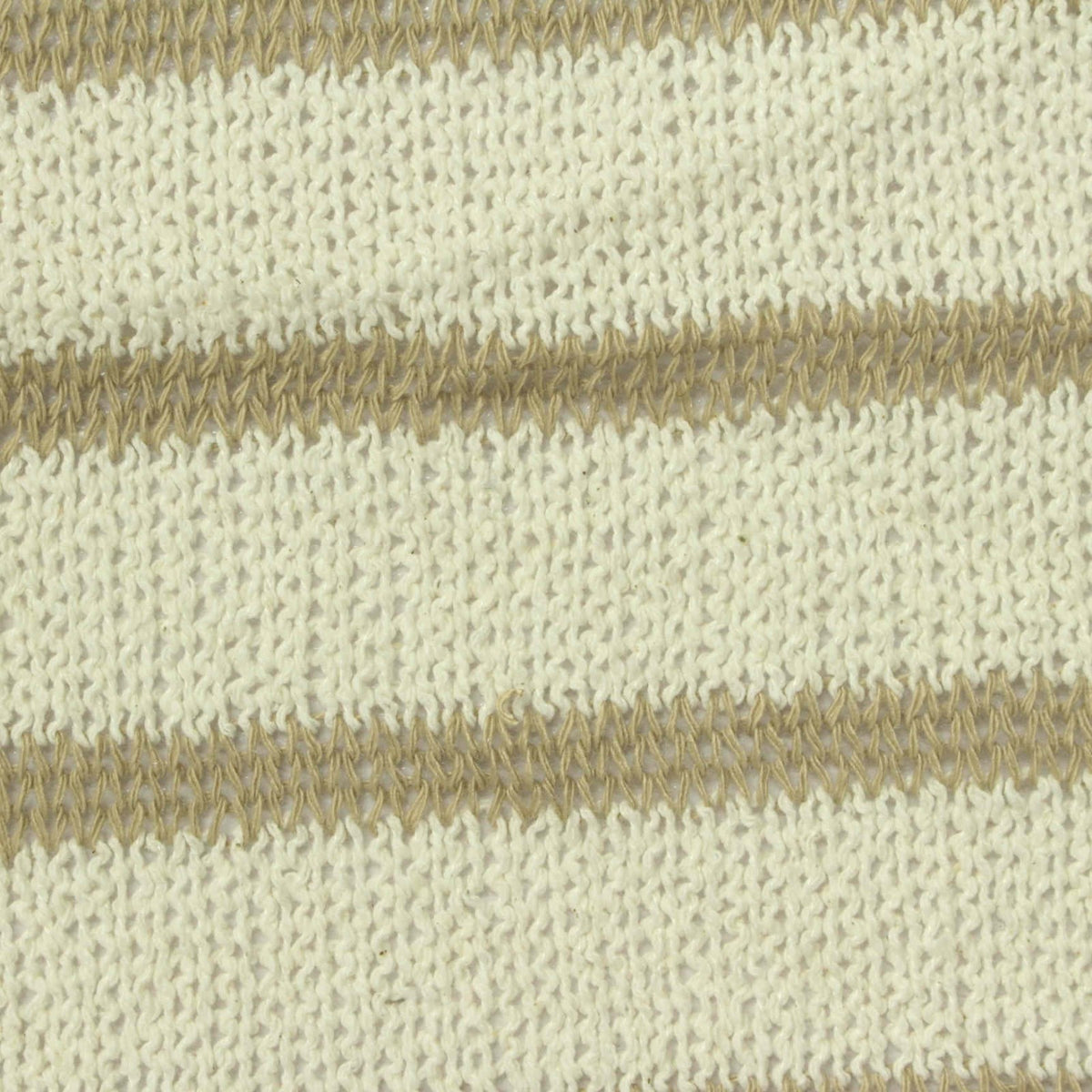 Cream Horizontal-Stripe Chunky Knit, Poly-Cotton, 300 gsm
