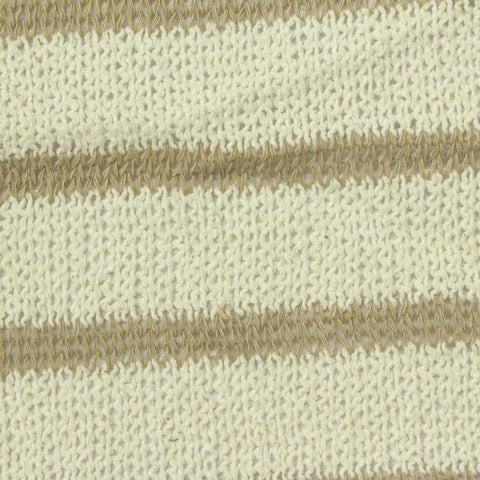 Cream Horizontal-Stripe Chunky Knit, Poly-Cotton, 300 gsm