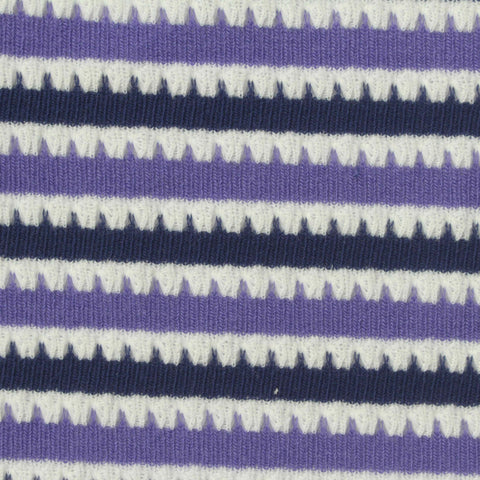 White Horizontal-Stripe Jersey Knit, Poly-Cotton, 222 gsm