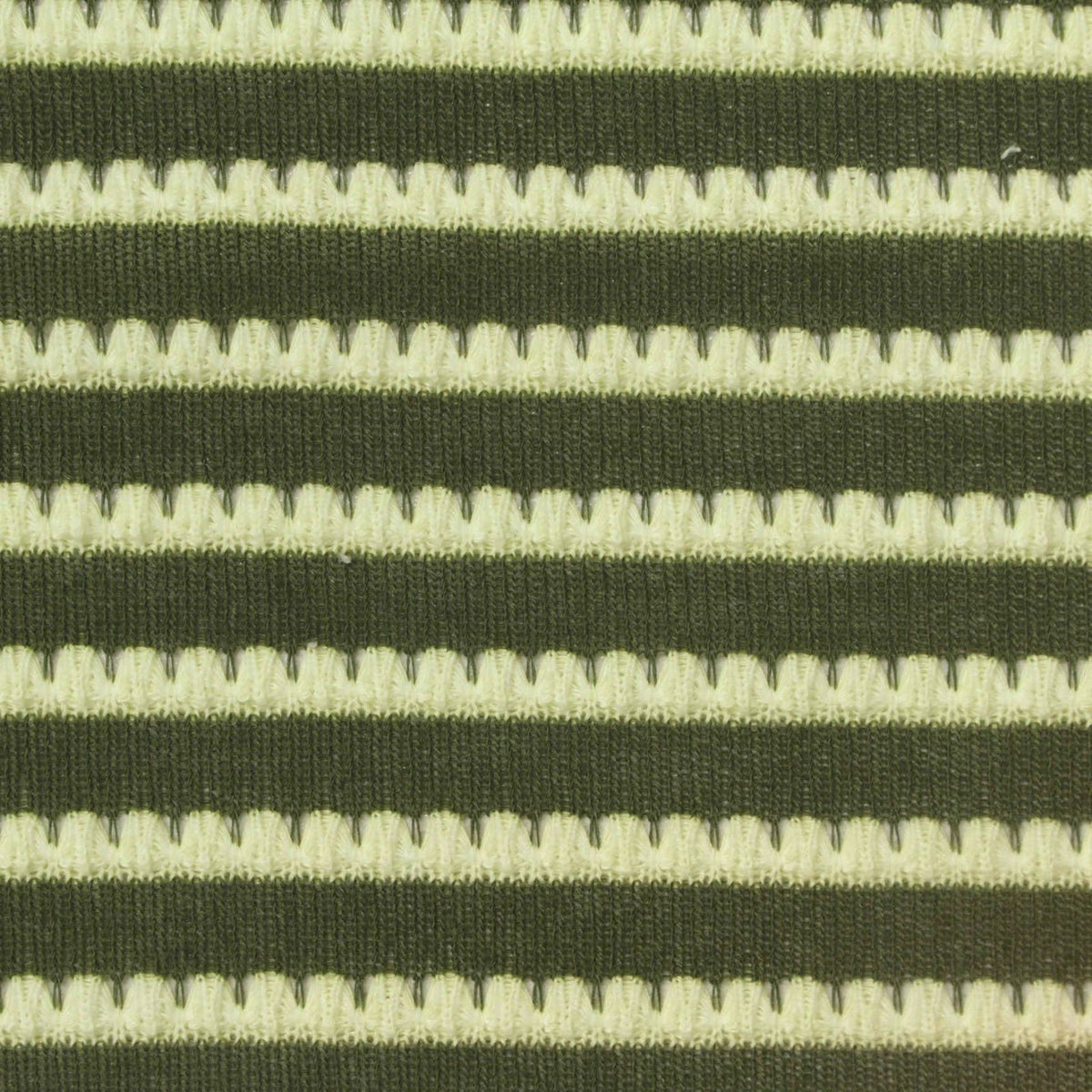 Dark Green Horizontal-Stripe Jersey Knit, Polyester, 227 gsm
