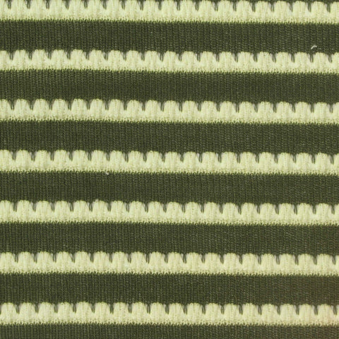 Dark Green Horizontal-Stripe Jersey Knit, Polyester, 227 gsm