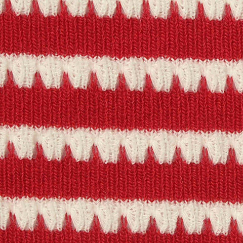 Red Horizontal-Stripe Jersey Knit, Polyester, 220 gsm