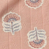 White Floral Rib Knit, Poly-Viscose — texture