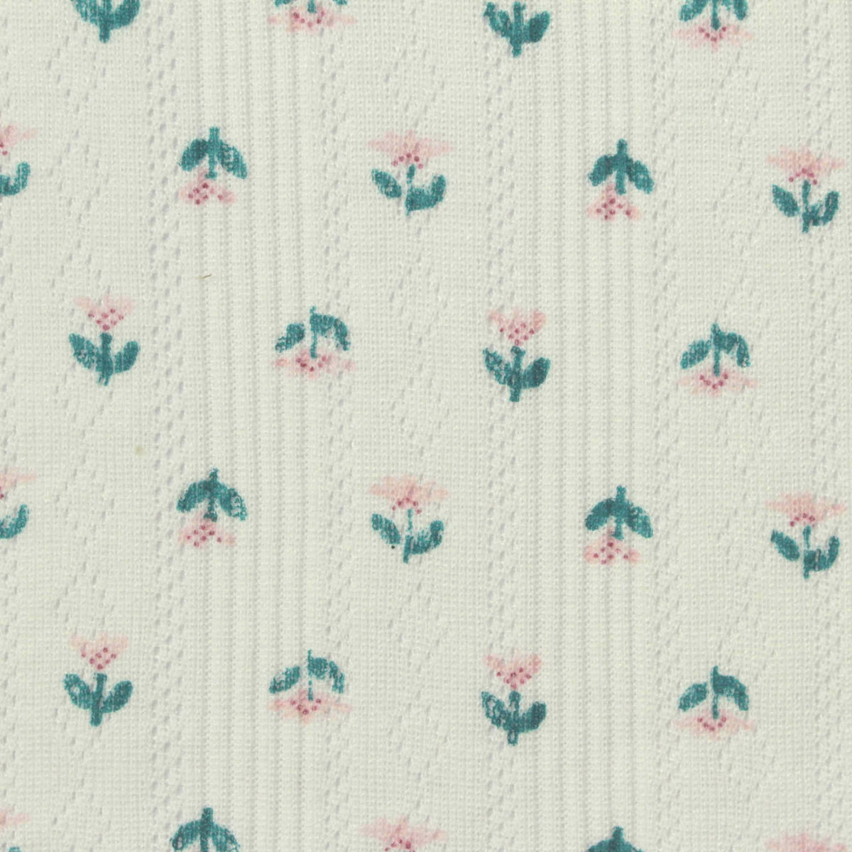 Pink Floral Rib Knit, Poly-Viscose