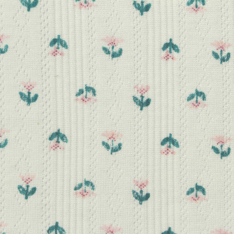 Pink Floral Rib Knit, Poly-Viscose