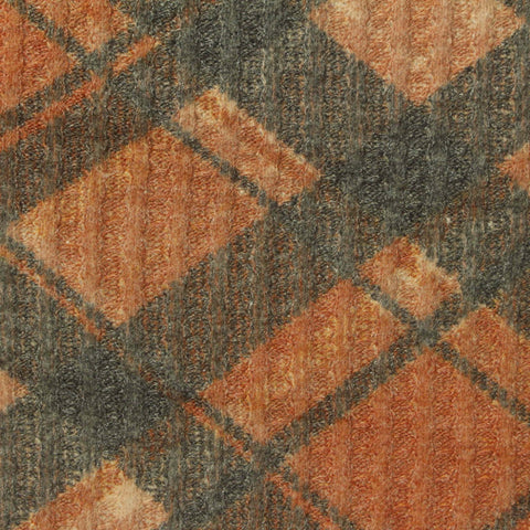 Marled Rust Bold-Plaid Waffle Knit, Poly-Viscose
