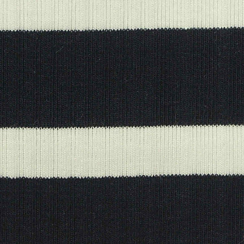 Navy Horizontal-Stripe Rib Knit, Cotton-Viscose