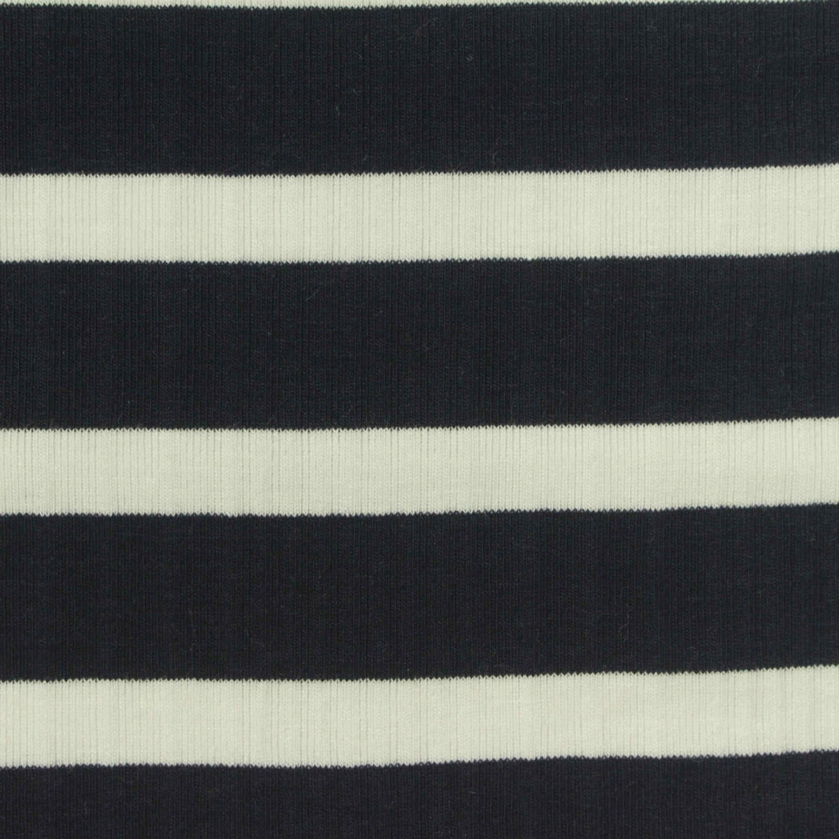 Navy Horizontal-Stripe Rib Knit, Cotton-Viscose