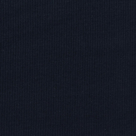 Cotton Stretch Rib Knit Fabric, 250 gsm, 130 cm — Navy