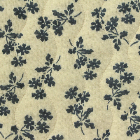 Dark Blue Floral Jacquard, Polyester, 375 gsm