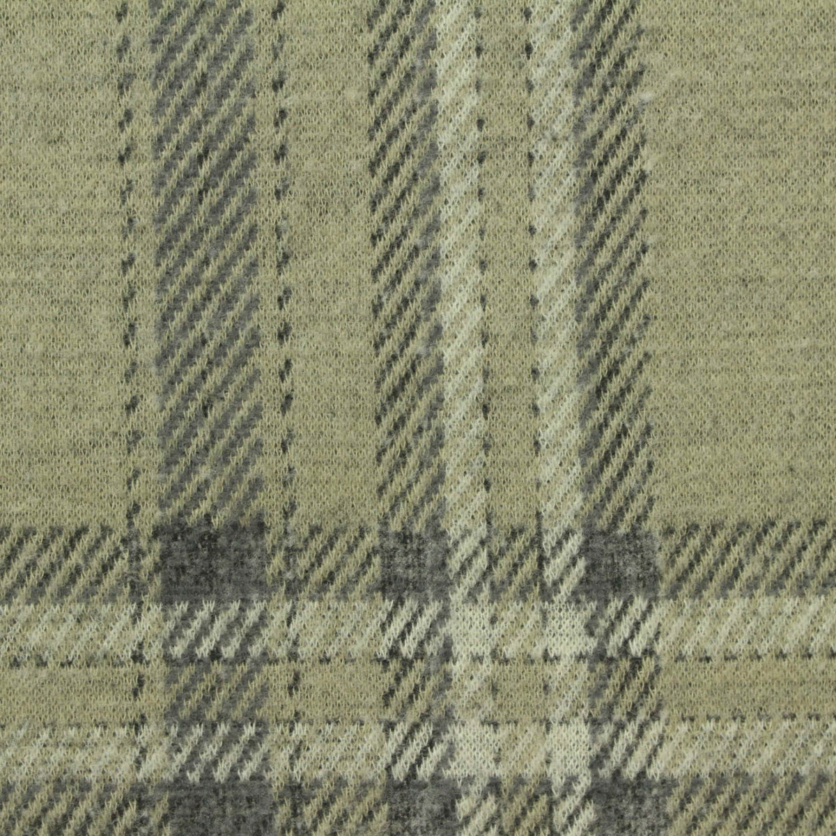 Olive Plaid Jersey Knit, Poly-Cotton