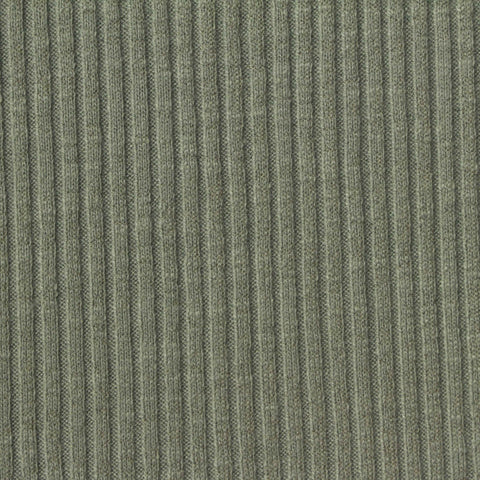 Slub Polyester Cotton Stretch Rib Knit Fabric, 250 gsm, 130 cm — Green
