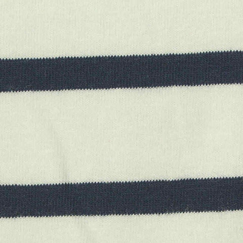 Navy Horizontal-Stripe Jersey Knit, Cotton, 170 gsm