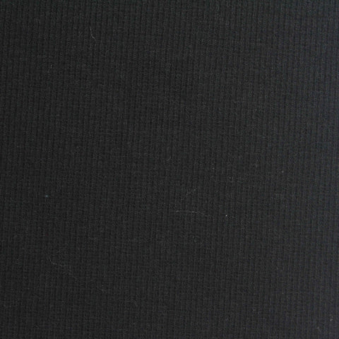 Cotton Stretch Rib Knit Fabric, 250 gsm, 125 cm — Black