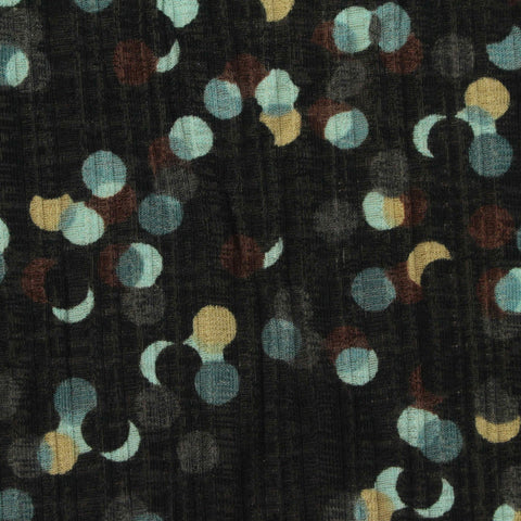 Blue Dots Rib Knit, Polyester, 160 gsm
