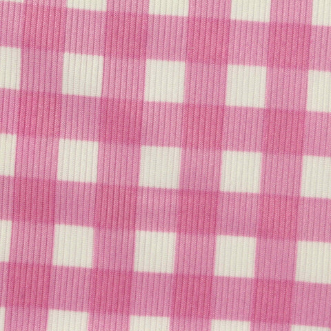 Pink Check Rib Knit, Polyester