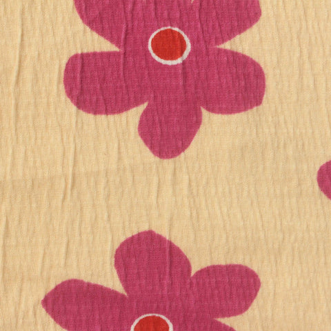 Pink Flowers Crepe, Cotton