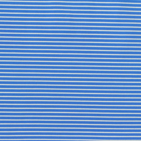 Blue Horizontal-Stripe Jersey Knit, Nylon-Poly