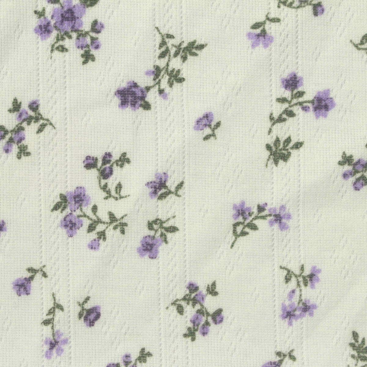 Purple Flowers Pointelle Knit, Polyester