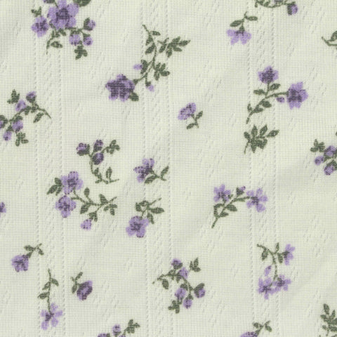 Purple Flowers Pointelle Knit, Polyester