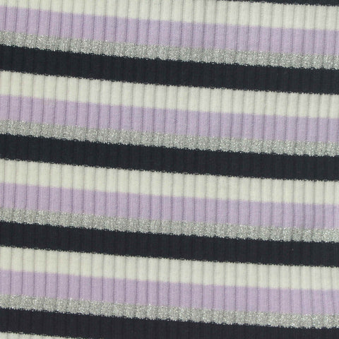 Black Horizontal-Stripe Rib Knit, Cotton-Poly, 205 gsm