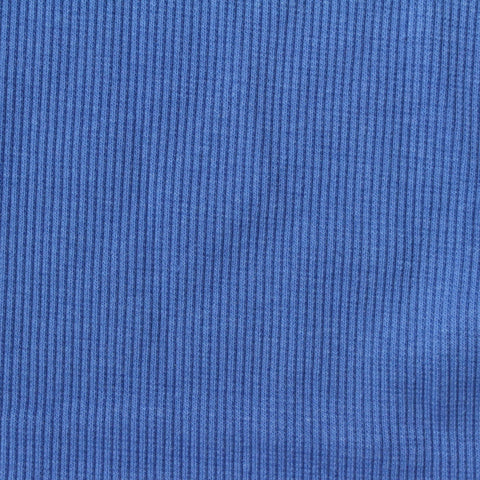 Cotton Polyester Stretch Rib Knit Fabric, 360 gsm, 130 cm — Blue