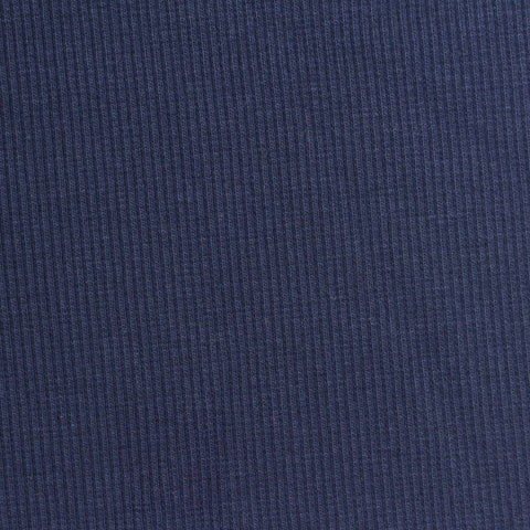 Cotton Polyester Stretch Rib Knit Fabric, 380 gsm, 130 cm — Navy