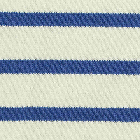 Blue Horizontal-Stripe Jersey Knit, Cotton, 215 gsm