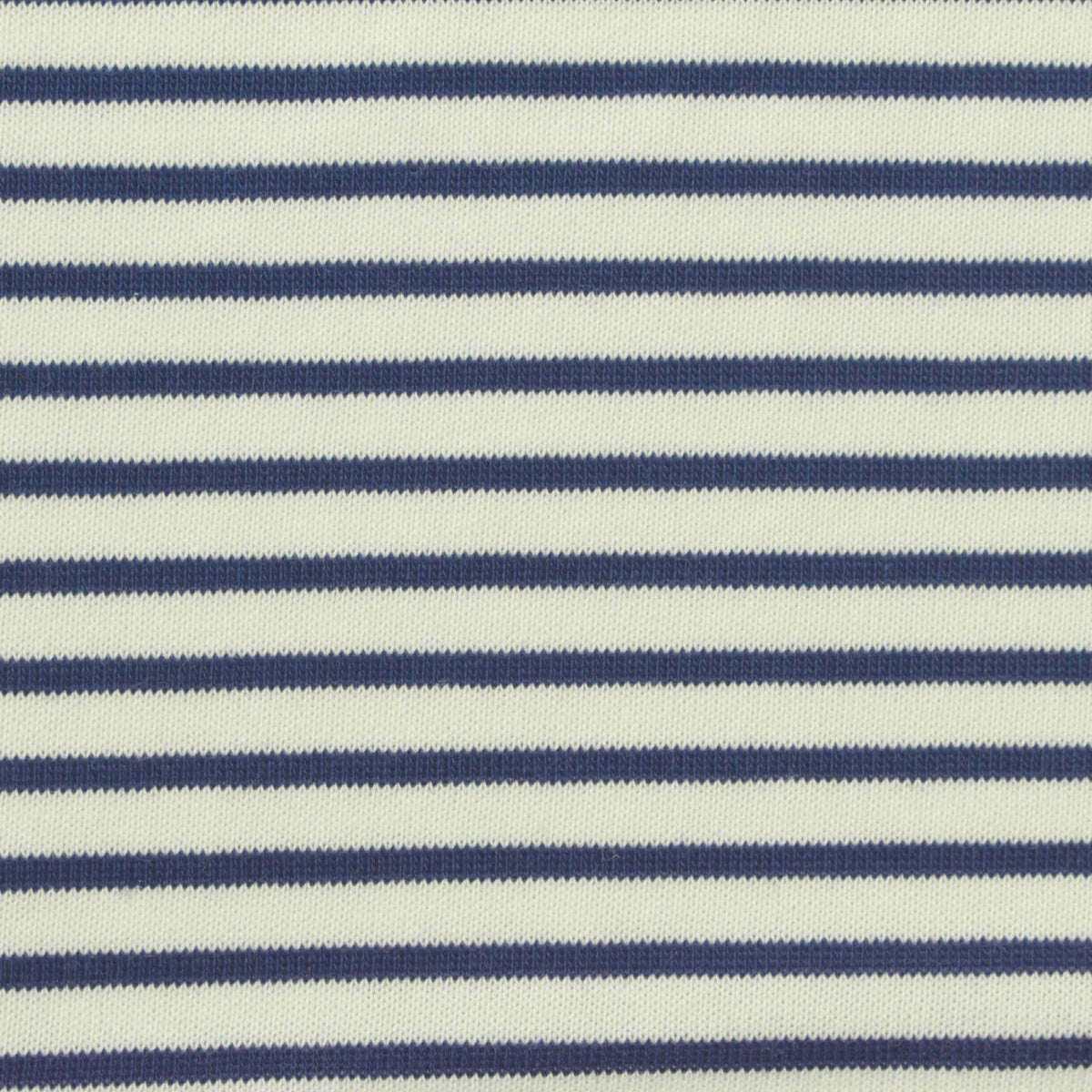 Navy Horizontal-Stripe Jersey Knit, Cotton-Poly, 190 gsm