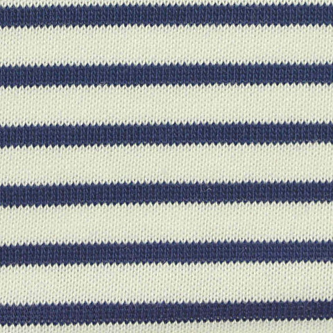 Navy Horizontal-Stripe Jersey Knit, Cotton-Poly, 190 gsm
